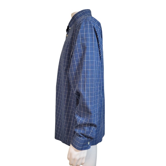 Eddie Bauer Oxford Shirt Mens L Legend Wash Button Down Cotton Casual Blue Plaid - Picture 9 of 13
